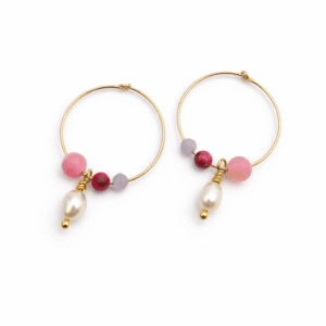 La Vie en Rose Pearl & Agate Hoop Earrings