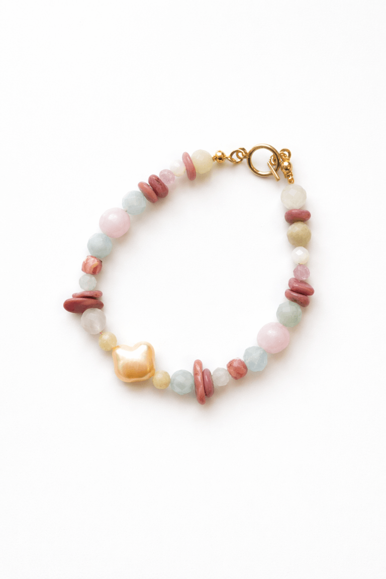 Spring, Here You Are Morganite & Pearl Toggle Bracelet