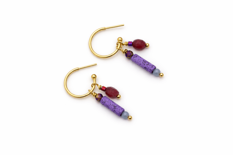 Deconstruction, New Form Volcanic Lava & Tourmaline Hoop Earrings