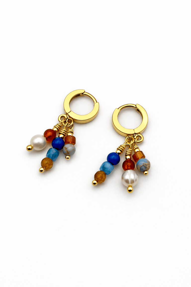 Dancing in September Pearl & Agate Hoop Earrings