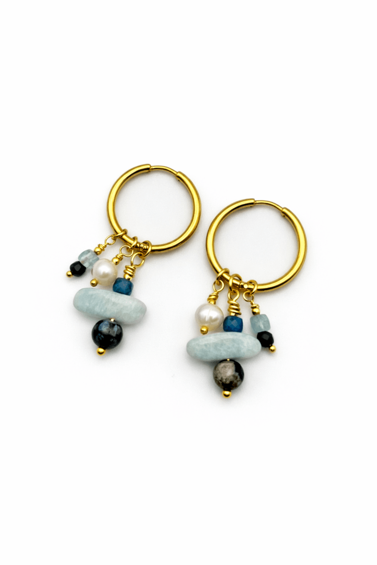Cold but Fun Agate & Pearl Hoop Earrings