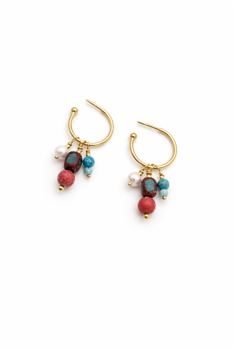 Boho and Chic Pearl & Jasper Hoop Earrings
