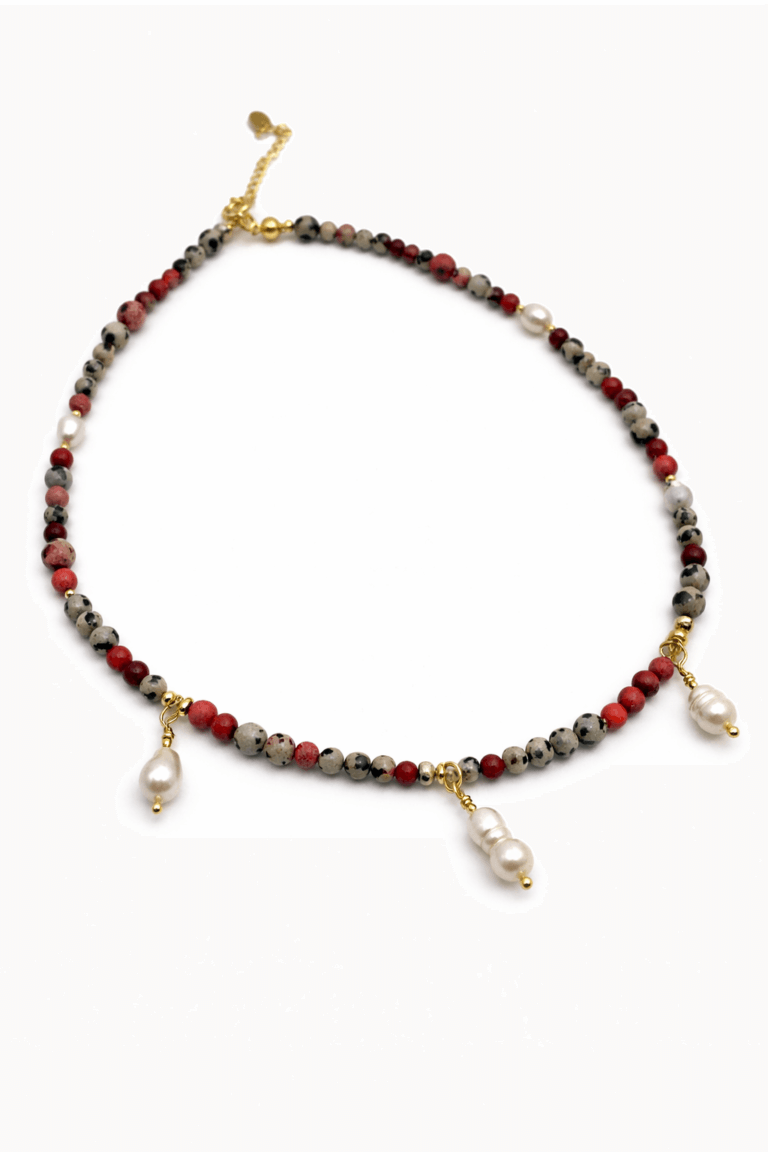 Boho and Chic Pearl & Jasper Necklace I