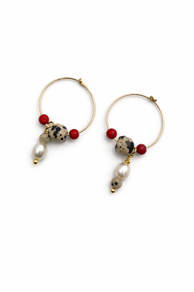 Boho and Chic Jasper & Pearl Hoop Earrings