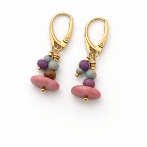 Spring, Here You Are Phosphosiderite & Rhodonite Hoop Earrings