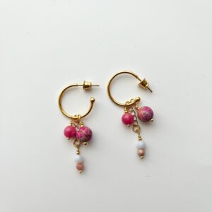 Spring, Here You Are Jasper & Rhodonite Hoop Earrings