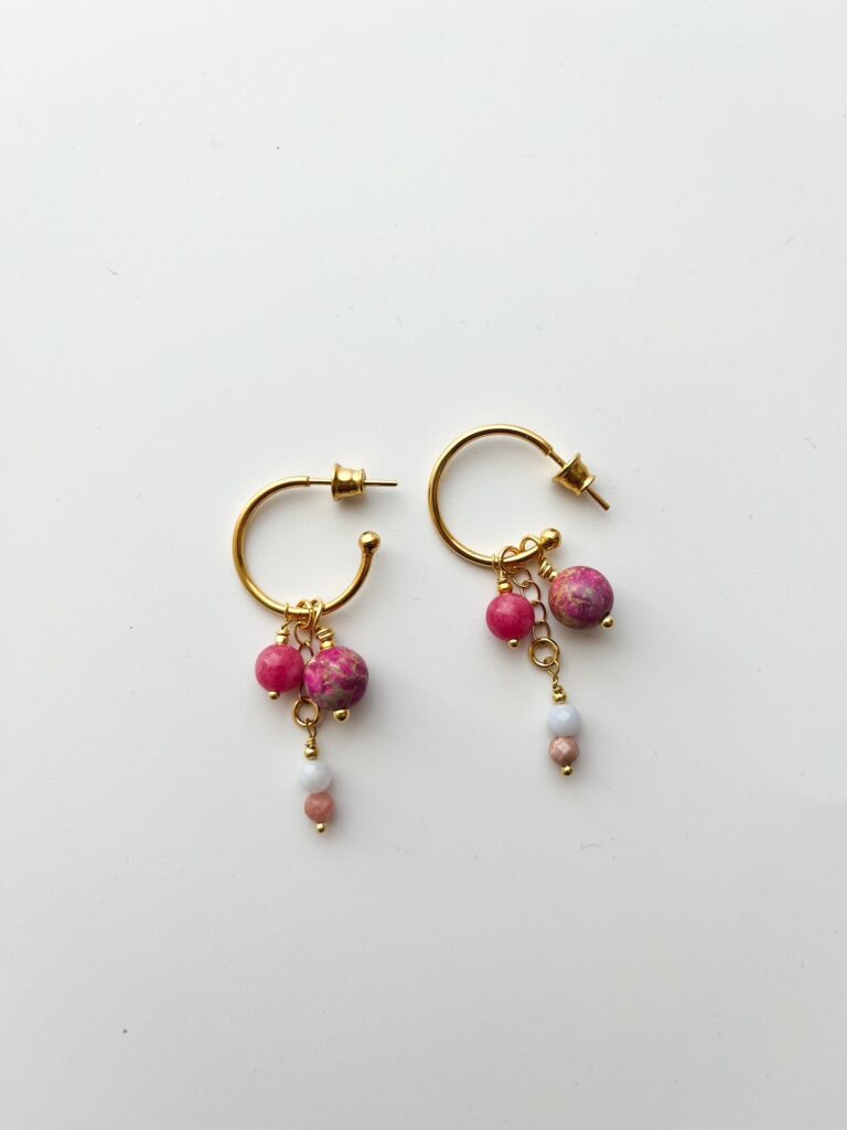 Spring, Here You Are Jasper & Rhodonite Hoop Earrings