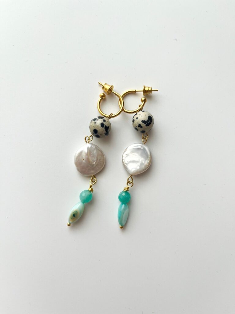 Long Stories Jasper & Pearl Long Drop Earrings