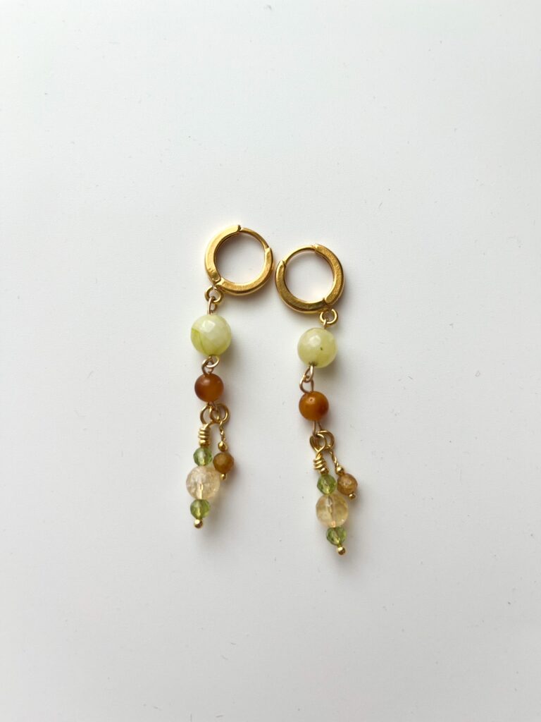 Long Stories Citrine & Agate Long Drop Earrings