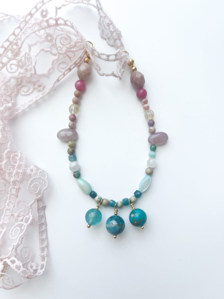 Long Stories Jasper & Apatite Ribbon Necklace