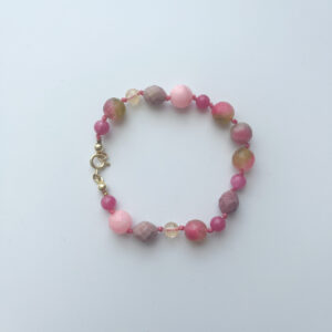 Green and Pink, Together Rhodonite & Citrine Macrame Bracelet