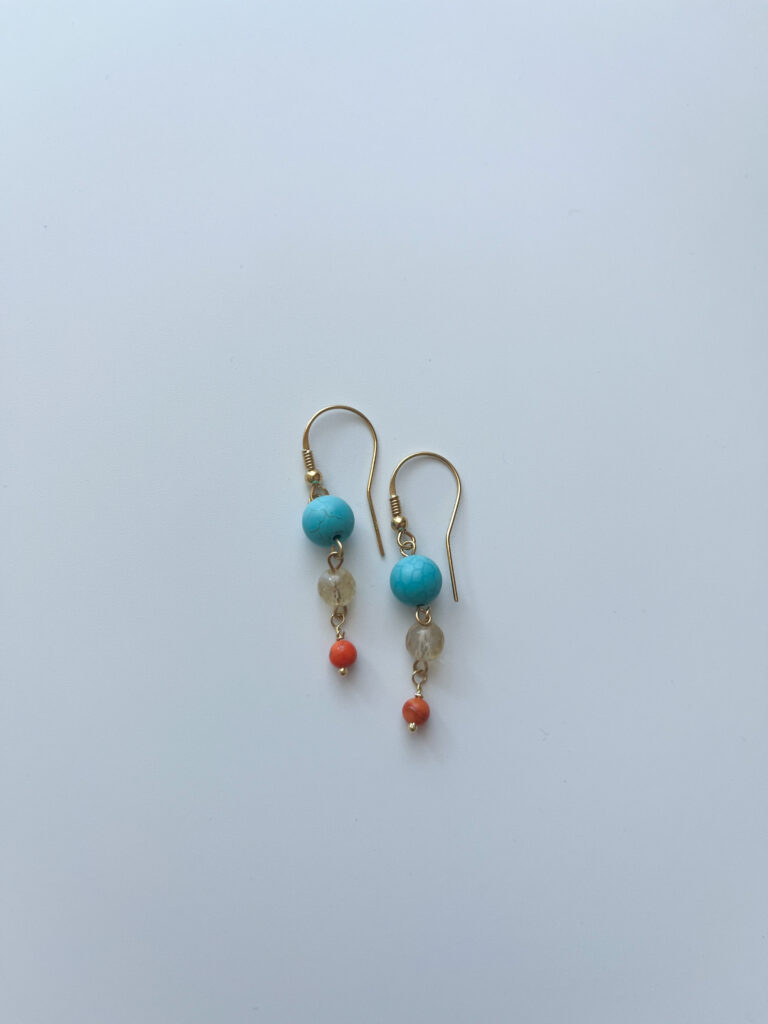 Blue and Amber, Together Magnesite & Jasper Drop Earrings