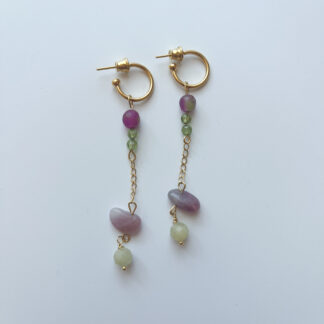 Green and Pink, together earrings I