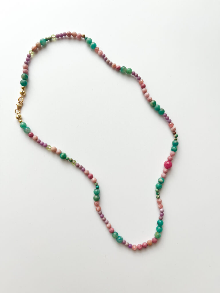 Green and Pink, Together Agate & Phosphosiderite Necklace