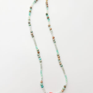Blue and Amber, Together Coral & Amazonite Necklace