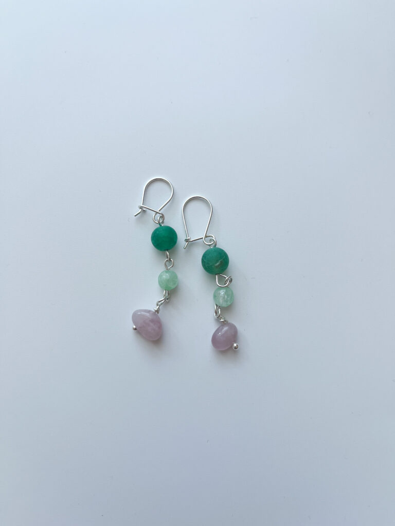 Green and Pink, Together Agate & Jadeite Earrings