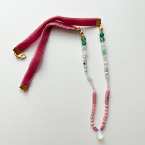 Green and Pink, Together Morganite & Agate Ribbon Necklace