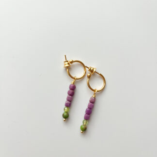 Green and Pink, together earrings - Agate, Peridot & Phosphosiderite