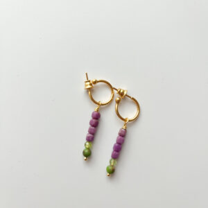 Green and Pink, Together Peridot & Phosphosiderite Hoop Earrings